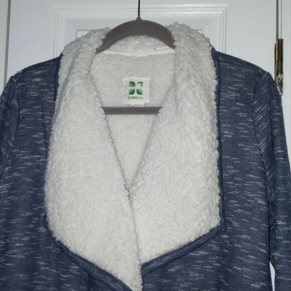 GreenTea Sherpa style space dye open front jacket super cozy Sz S - Picture 3 of 7